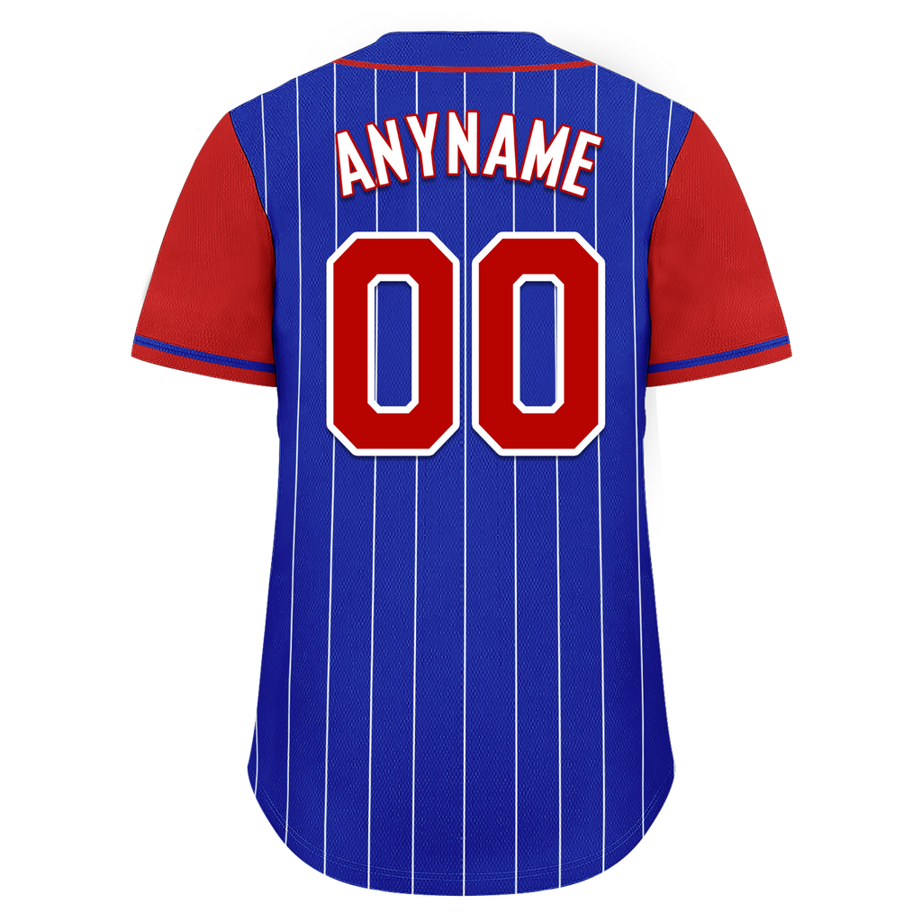 Custom Blue Red Stripe Fashion Personalized Authentic Baseball Jersey BSBJ01-D017215