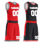 Custom Red Black Classic Style Reversible Basketball Uniform Personalized COOLMAX BBJR-D017025