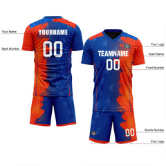 Custom Orange Blue Soccer Sets Jersey Personalized SCJ101-D020210-1