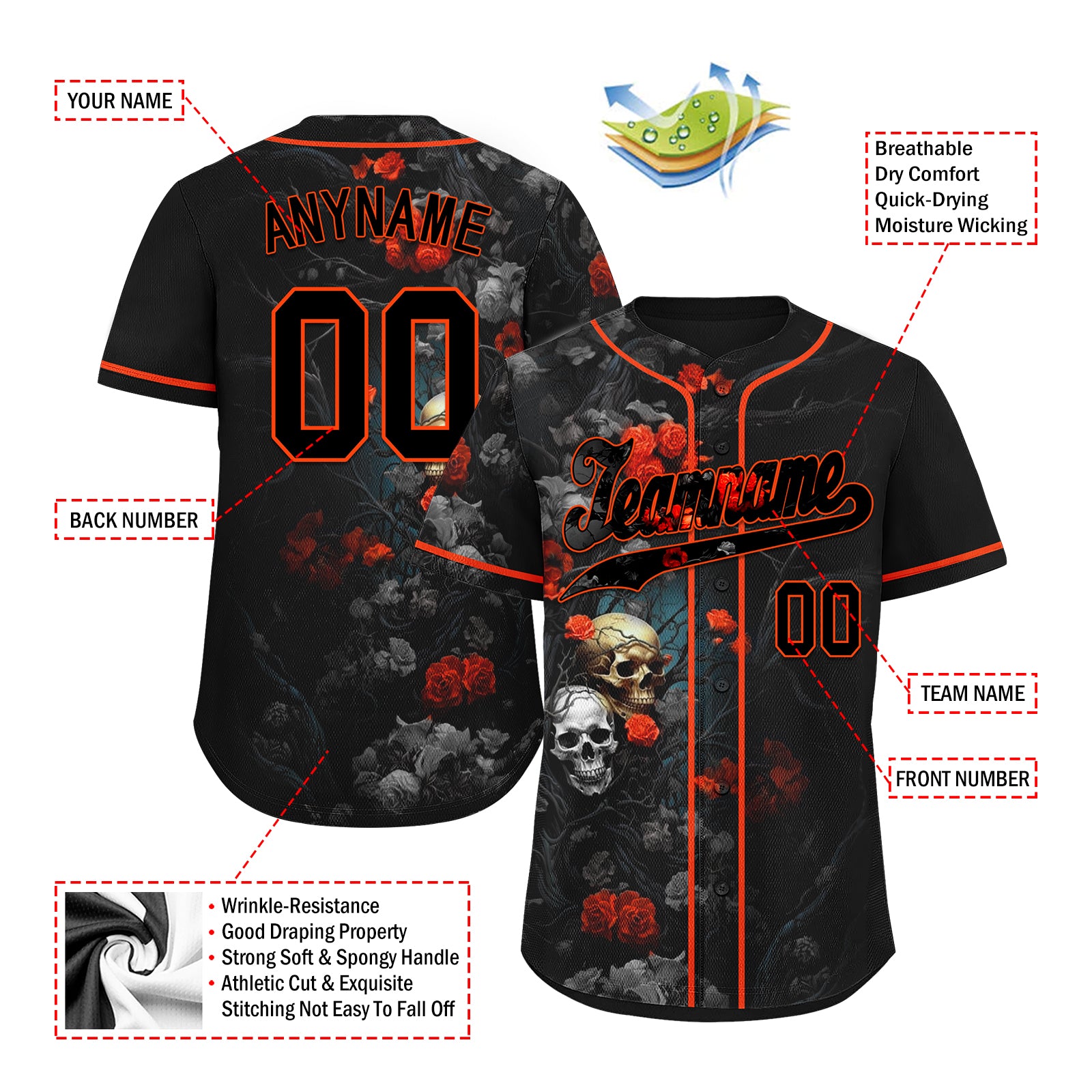 Custom Gothic Personalized Authentic Baseball Jersey BSBJ01-E06009