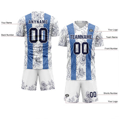 Custom White Blue Soccer Sets Jersey Personalized SCJ101-D28007