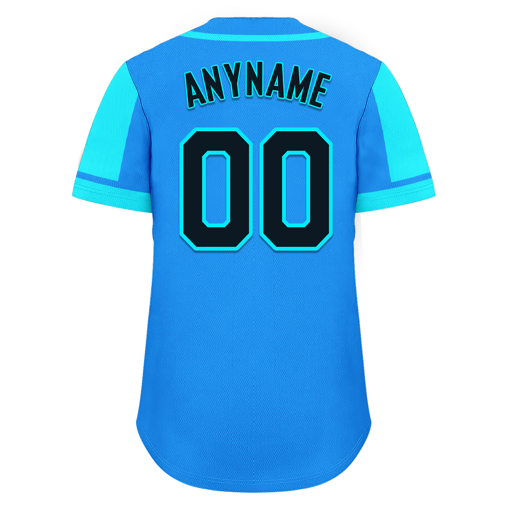 Custom Blue Cyan Raglan Sleeves Personalized Authentic Baseball Jersey BSBJ01-D017199