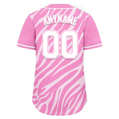 Custom Pink White Zebra Pattern Personalized Authentic Baseball Jersey BSBJ01-D020201-19