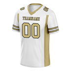 Custom White Gold Striped Sleeves Personalized Authentic Football Jersey FBJ02-D06069
