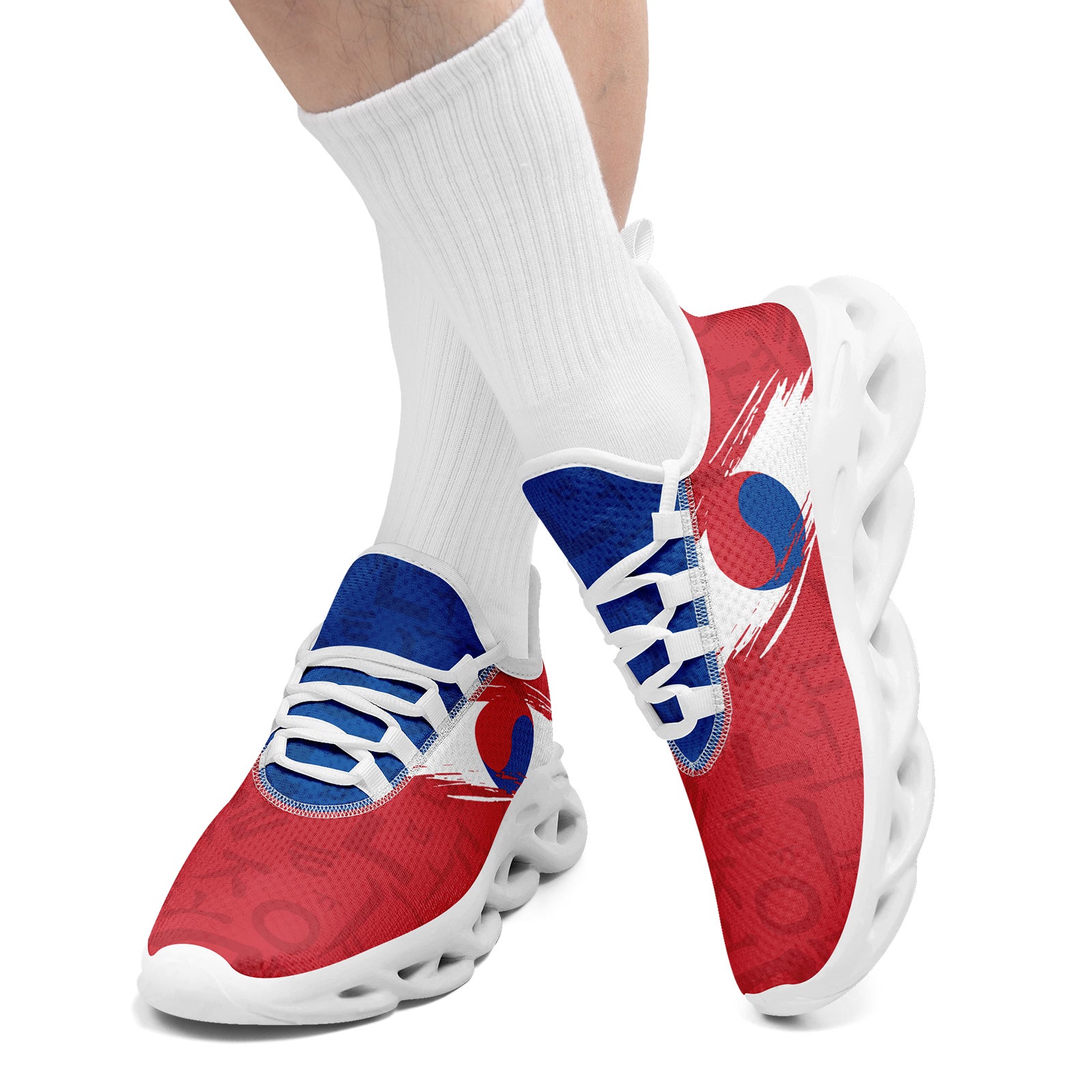 Custom South Korea 2026 World Cup Sneakers DIY Country Flag Running Shoes Lightweight Sport Shoes Gift for Football Fans Personalized Team Name and Logo FN003-F009130-5
