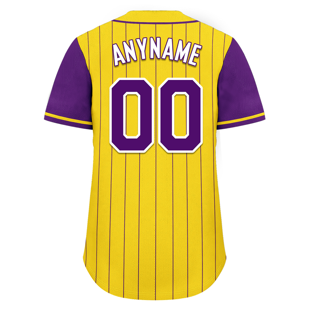 Custom Gold Purple Stripe Fashion Personalized Authentic Baseball Jersey BSBJ01-D017219