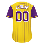 Custom Gold Purple Stripe Fashion Personalized Authentic Baseball Jersey BSBJ01-D017219