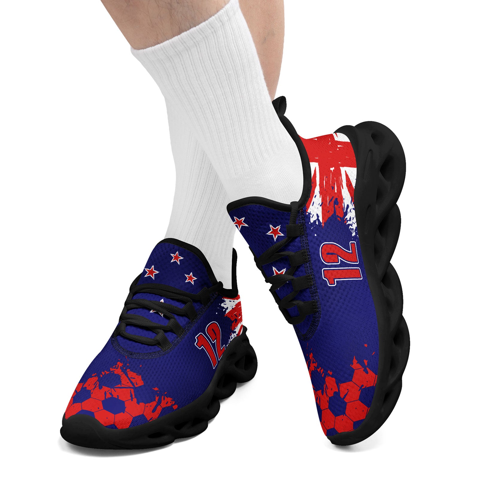 Custom 2026 World Cup New Zealand Sneakers DIY Country Flag Running Shoes Lightweight Sport Shoes Gift for Football Fans Personalized Team Name and Logo FN003-F027079-9