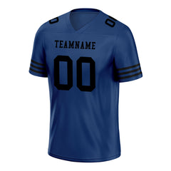 Custom Dark Blue Black Striped Sleeves Personalized Authentic Football Jersey FBJ02-D06034