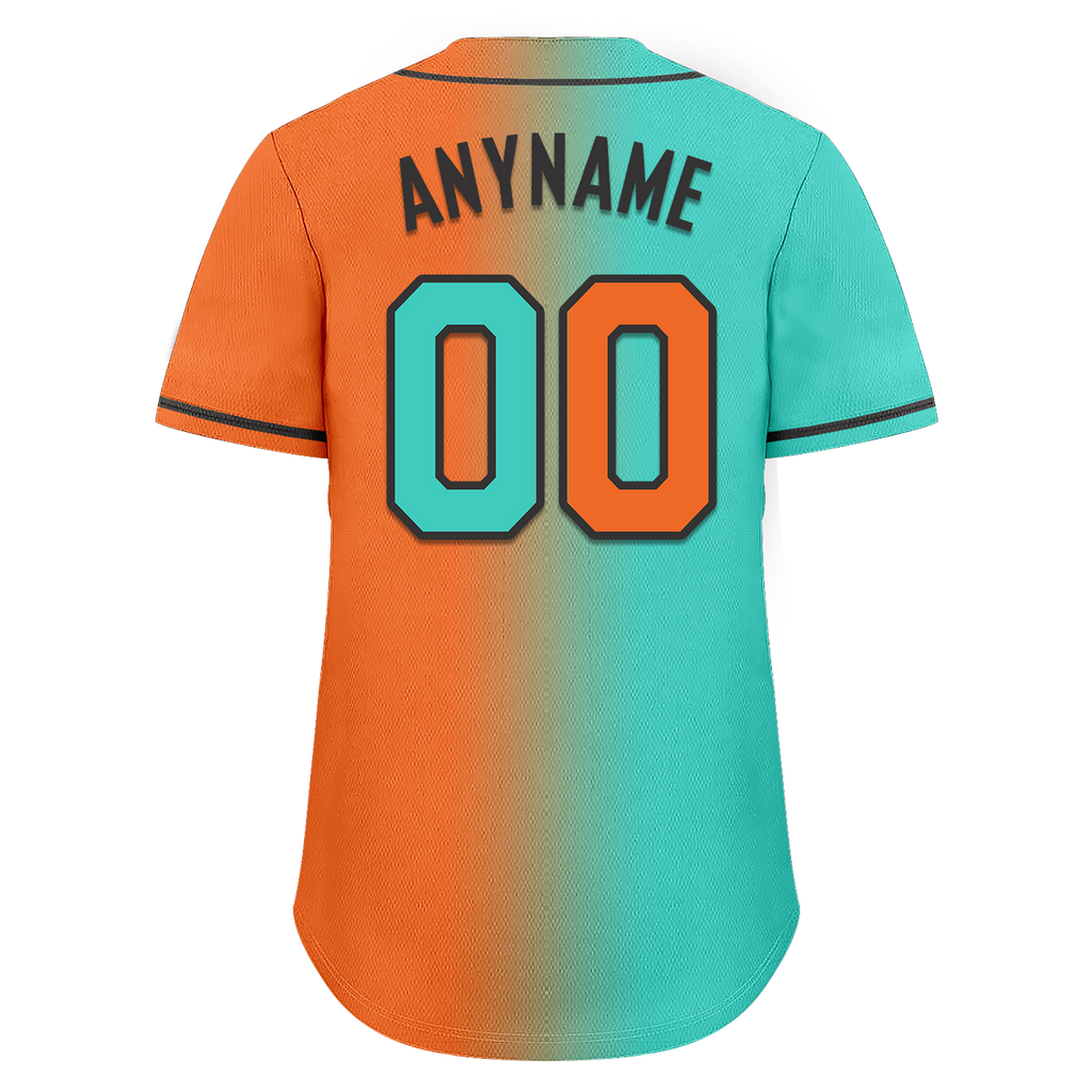 Custom Cyan Orange Gradient Fashion Personalized Authentic Baseball Jersey BSBJ01-D0a7087