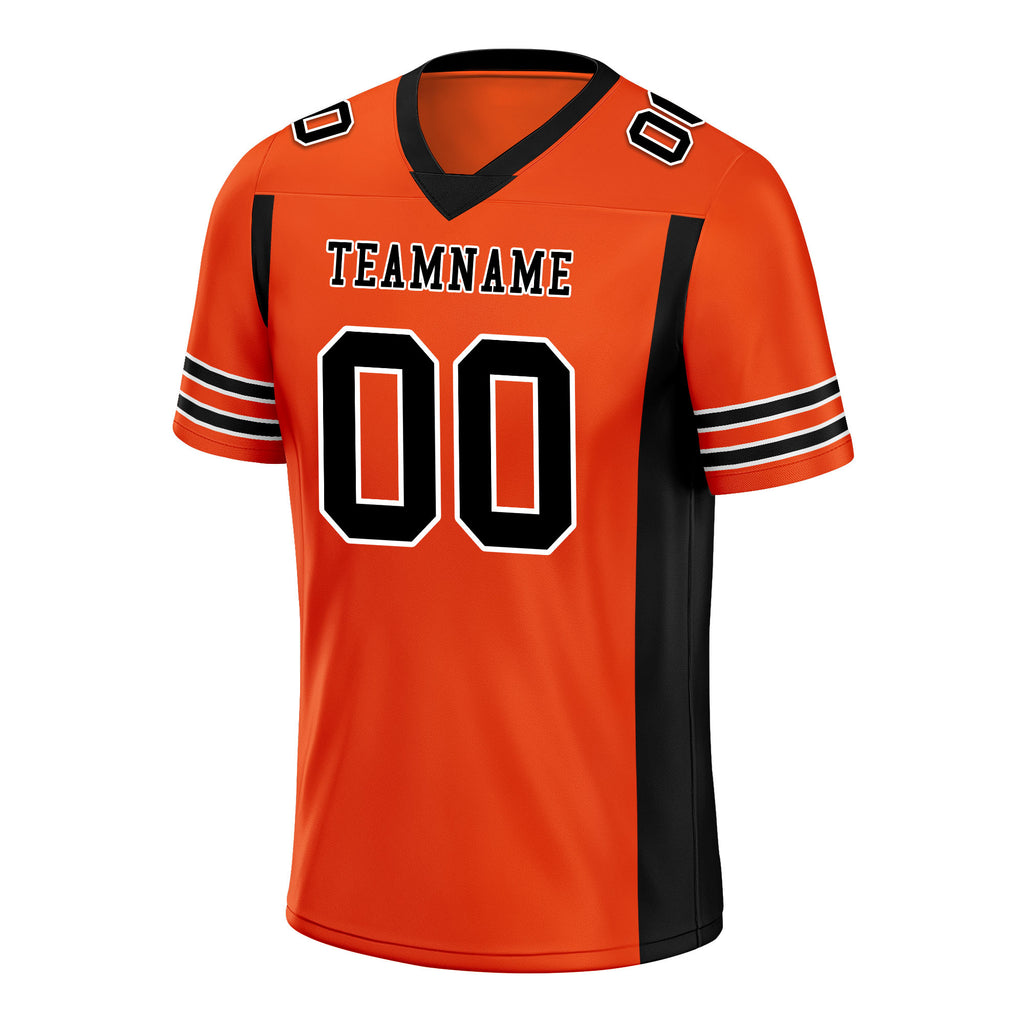 Custom Black Orange Striped Sleeves Personalized Authentic Football Jersey FBJ02-D06066