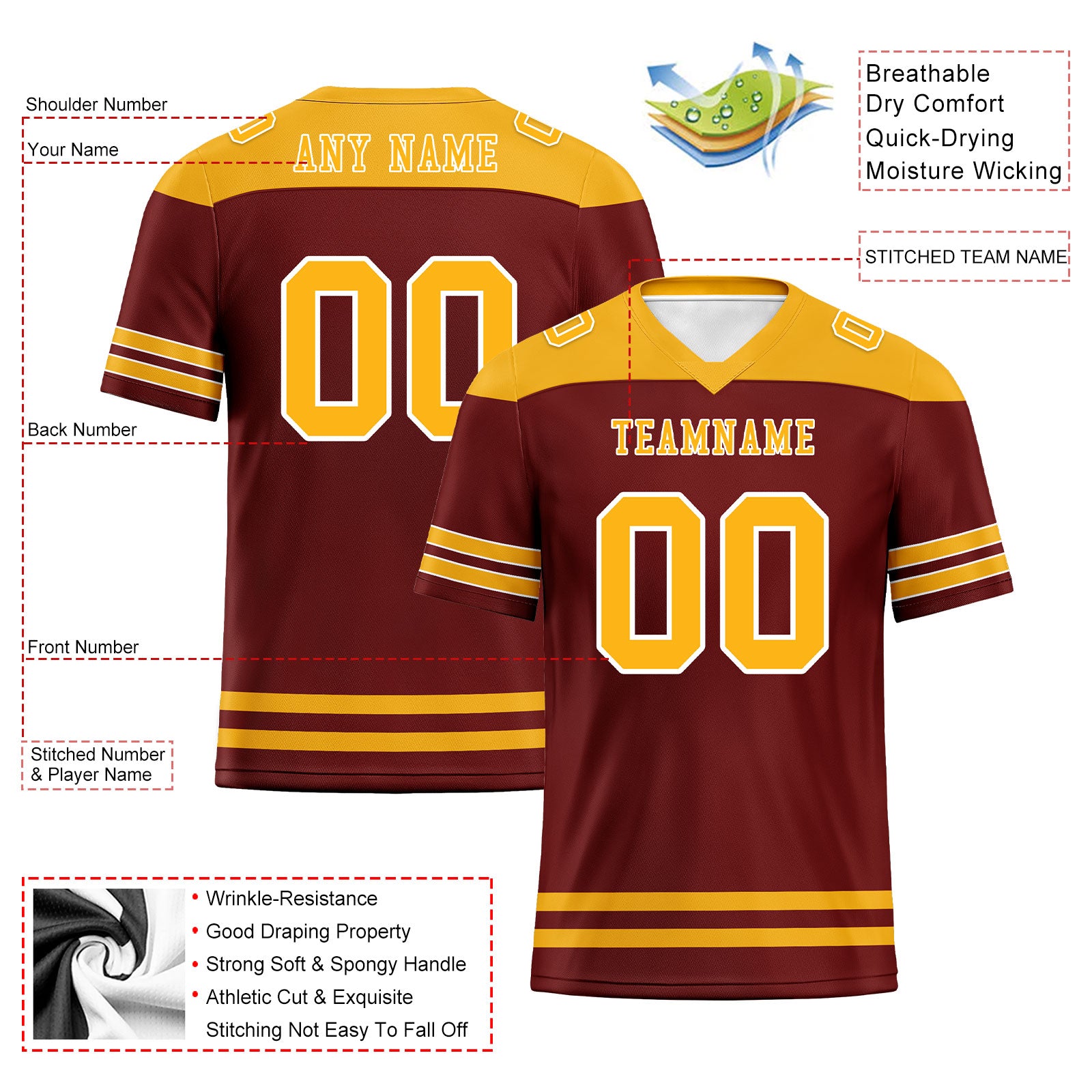 Custom Washington Personalized Authentic Football Jersey FBJ02-E0607-19