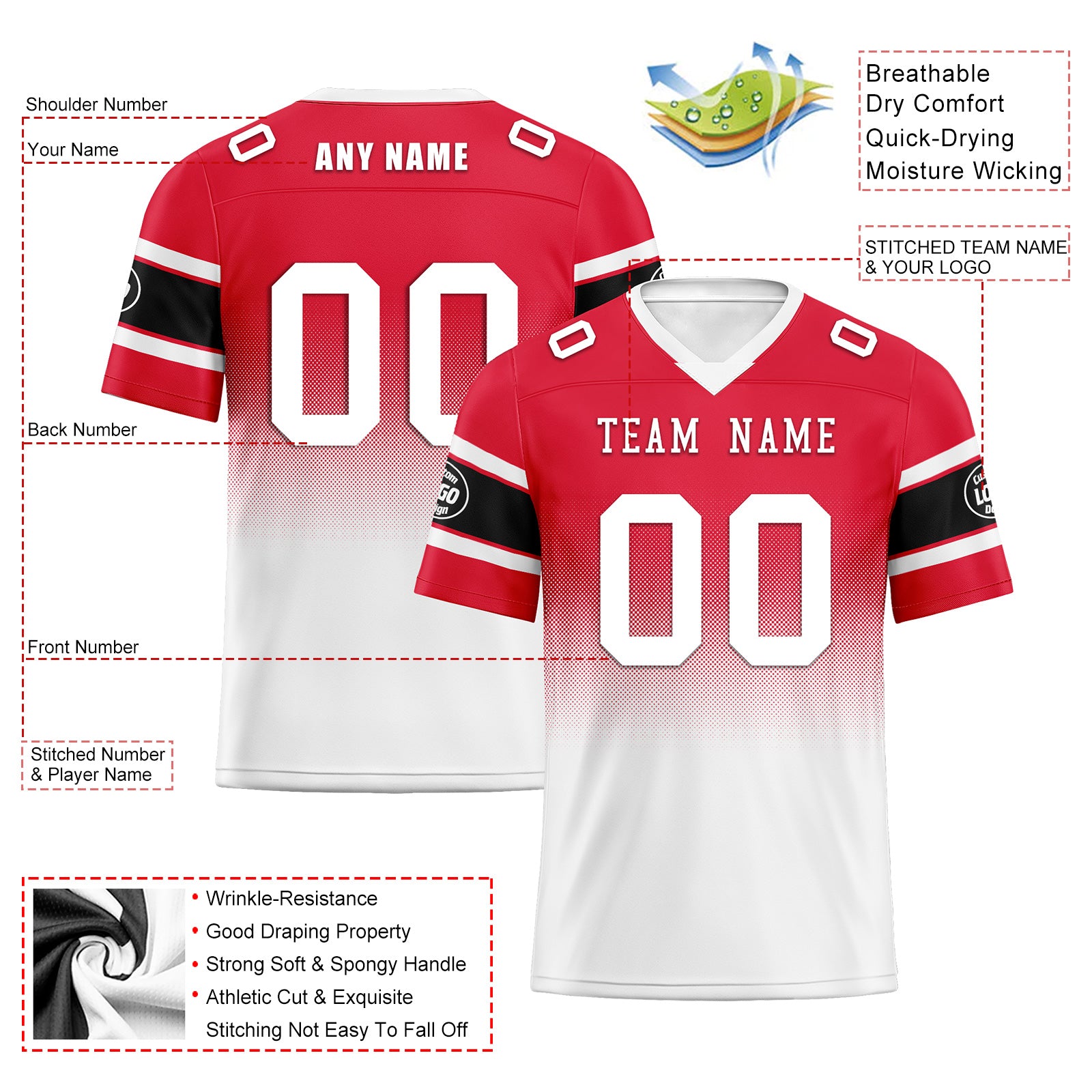 Custom Red White Kansas City Football Jersey and Hat Combo Offer Personalized Combo ZH-D020326-18
