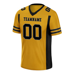 Custom Black Yellow Striped Sleeves Personalized Authentic Football Jersey FBJ02-D06063