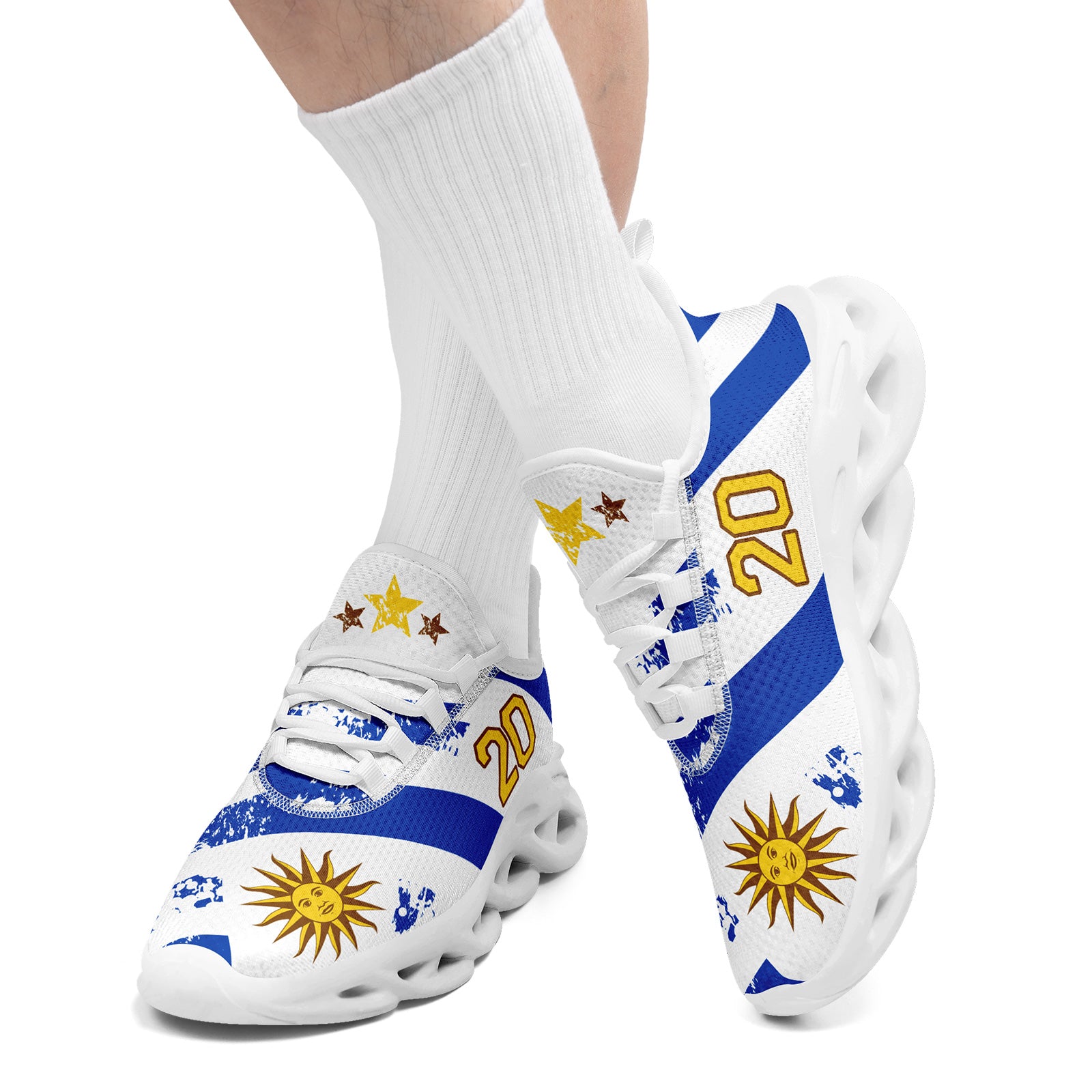 Custom Uruguay 2026 World Cup Sneakers DIY Country Flag Running Shoes Lightweight Sport Shoes Gift for Football Fans Personalized Team Name and Logo FN003-F009122-9