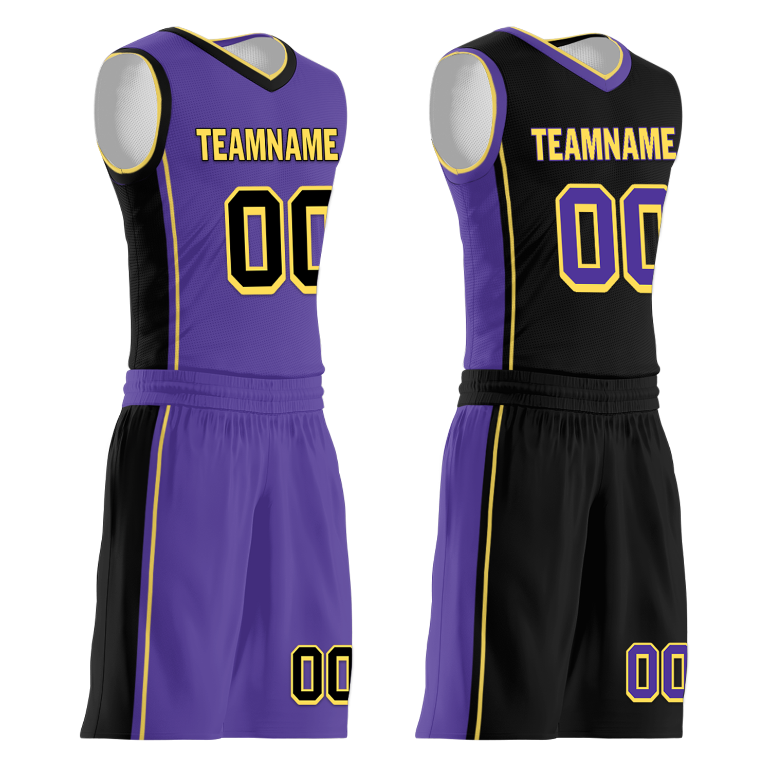 Custom Purple Black Classic Style Reversible Basketball Uniform Personalized Ordinary BBJR-D017033