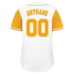 Custom White Yellow Raglan Sleeves Personalized Authentic Baseball Jersey BSBJ01-D020200-11