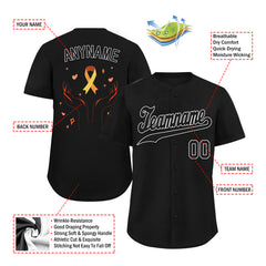 Custom Black World Cancer Day Personalized Authentic Baseball Jersey BSBJ01-E06020-4