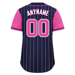 Custom Blue Pink Stripe Fashion Personalized Authentic Baseball Jersey BSBJ01-D017227