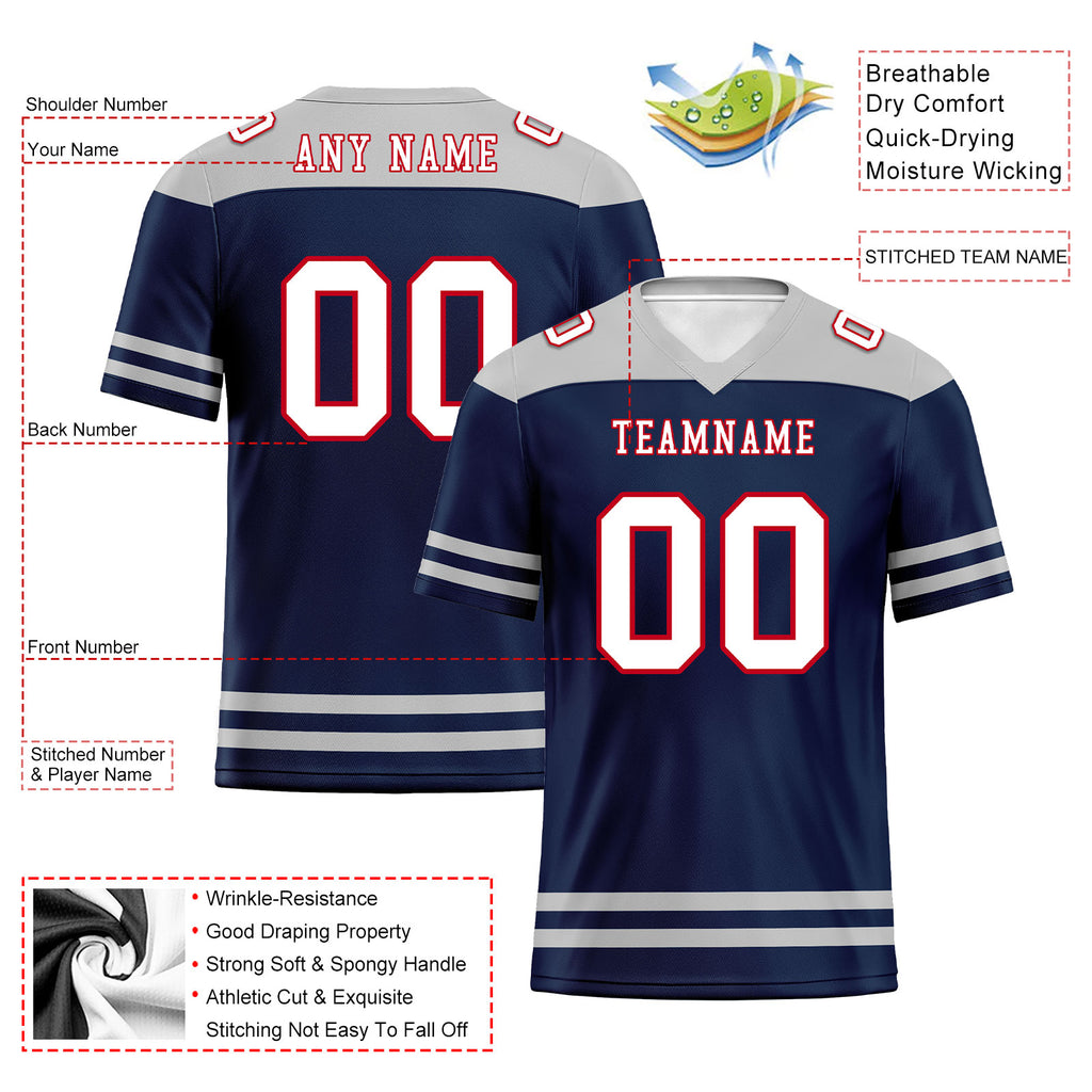Custom New England Personalized Authentic Football Jersey FBJ02-E0607-3