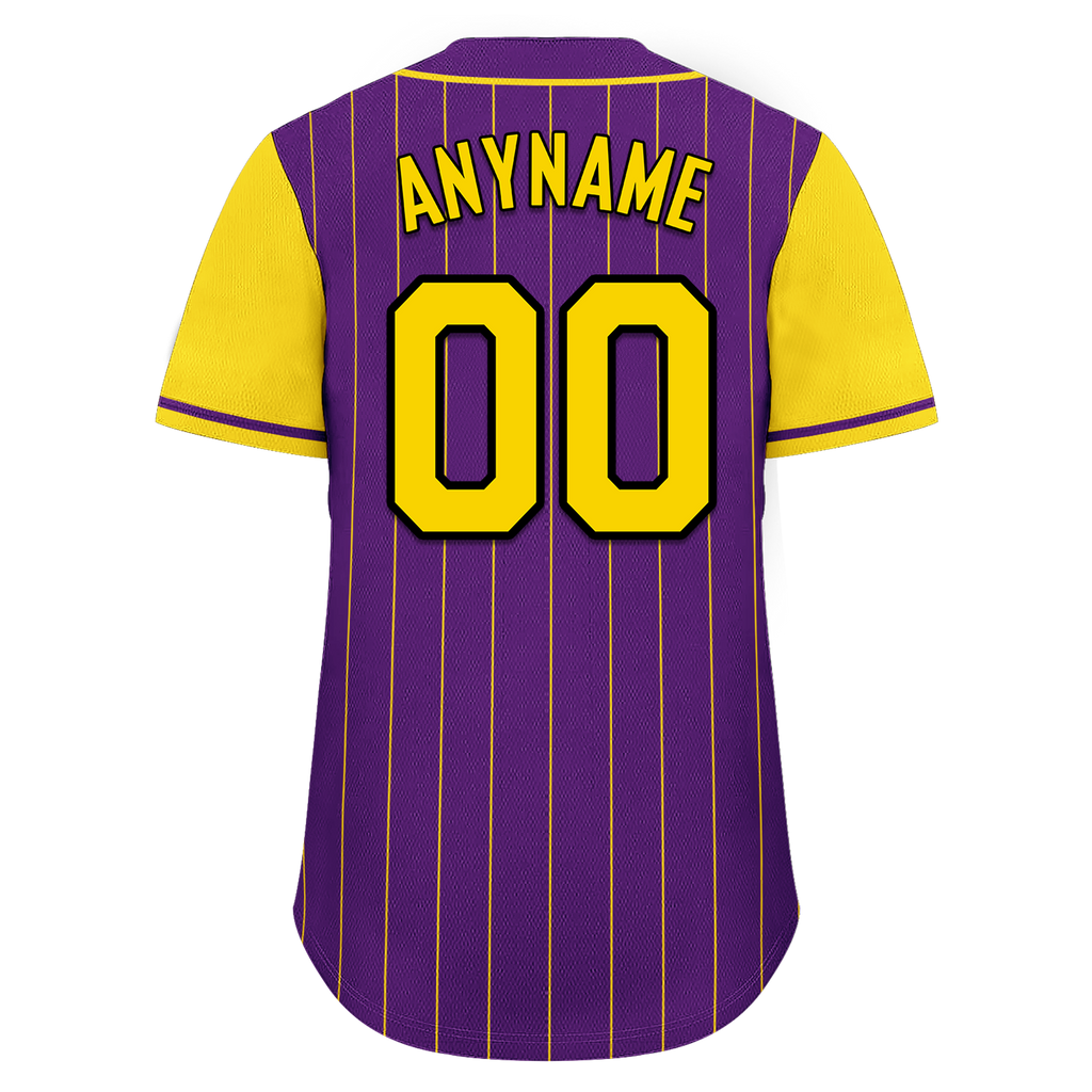 Custom Purple Gold Stripe Fashion Personalized Authentic Baseball Jersey BSBJ01-D017220