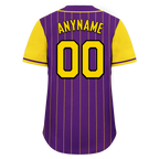 Custom Purple Gold Stripe Fashion Personalized Authentic Baseball Jersey BSBJ01-D017220