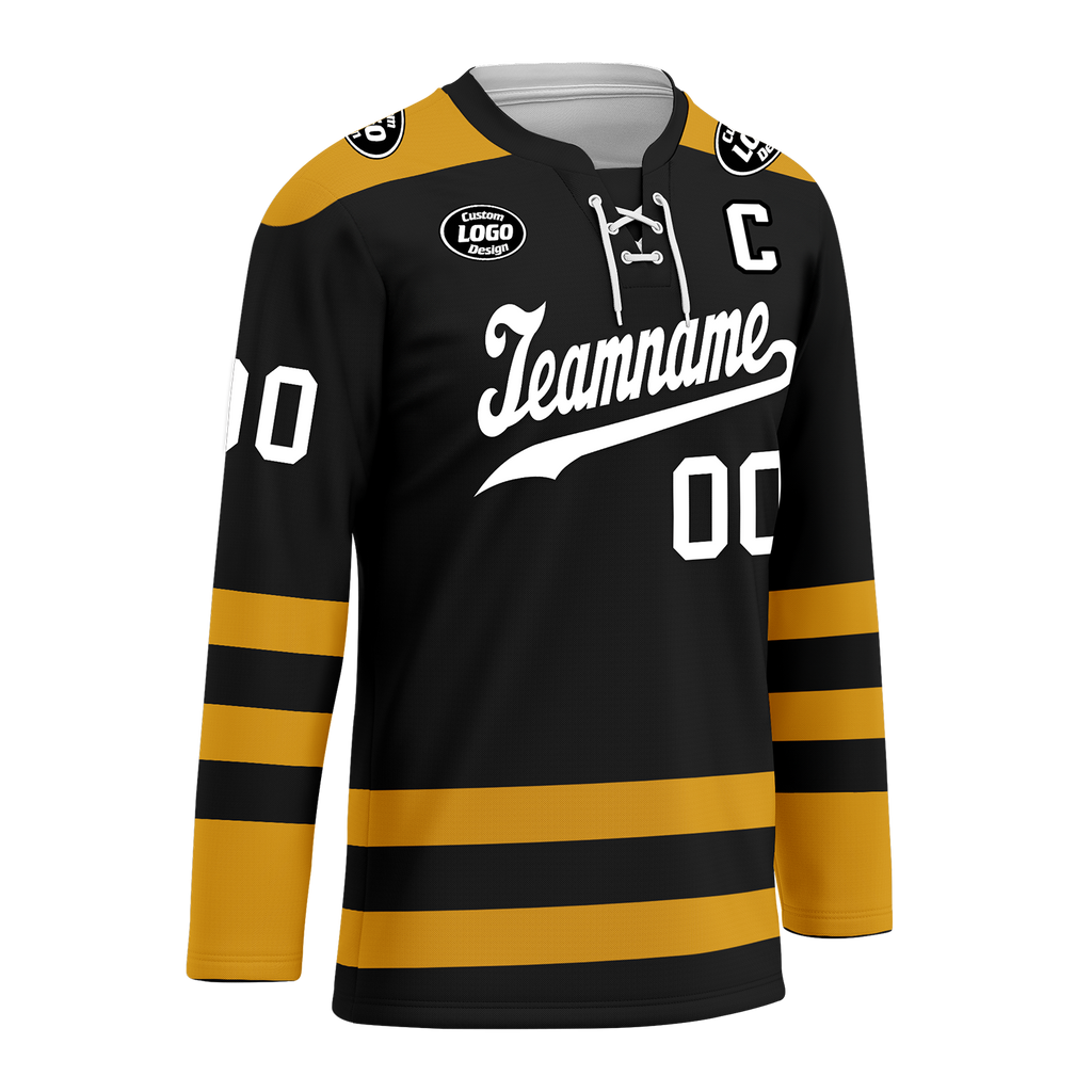 Custom Black Yellow Personalized Hockey Jersey HCKJ01-D0a70ee