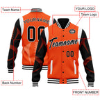 Custom Orange Cincinnati Jacket Bomber Full-Snap Varsity Letterman Personalized Jacket FZ005-D025004-6