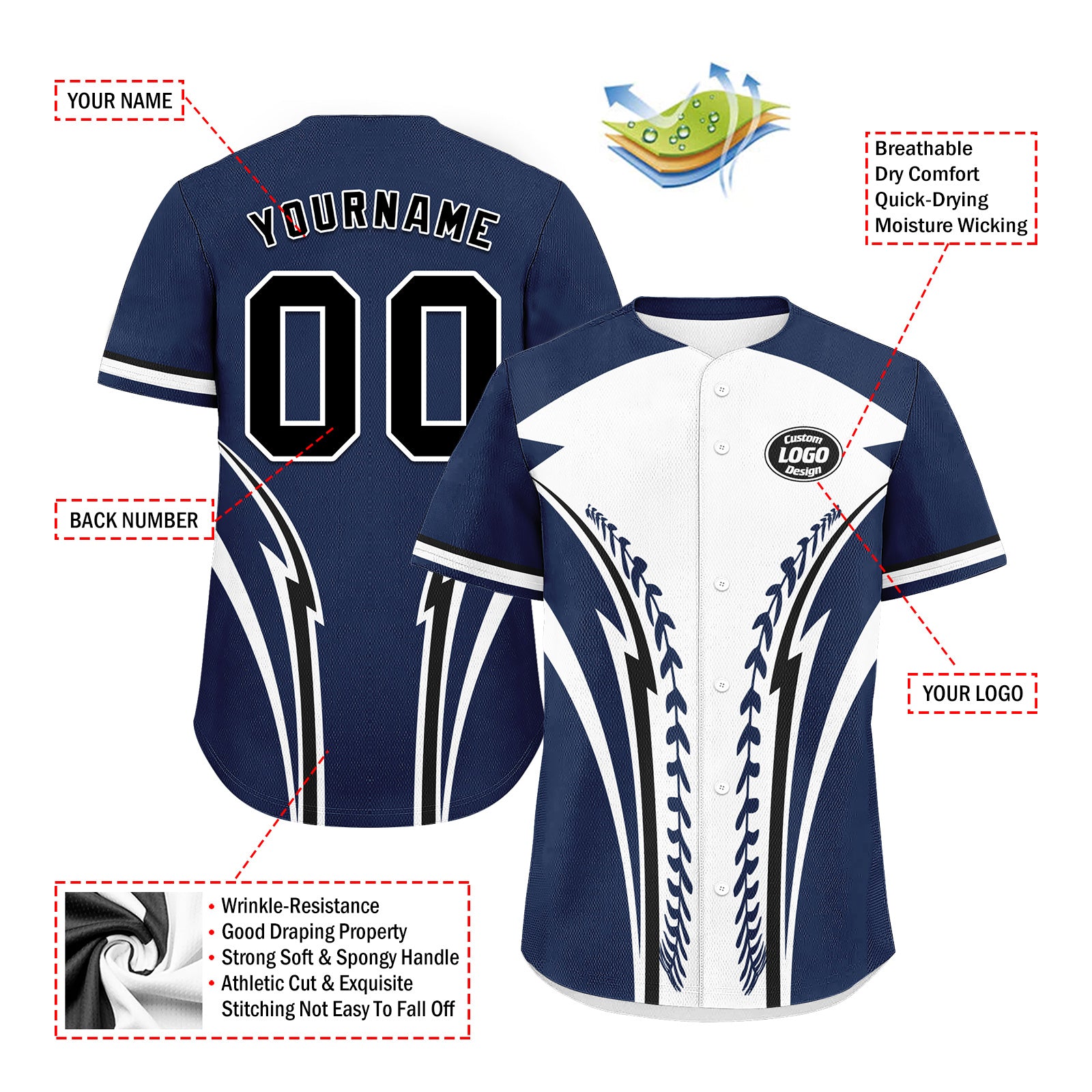 Custom Baseball Jersey and Hat Combo Offer Personalized Combo ZH-E023021-20
