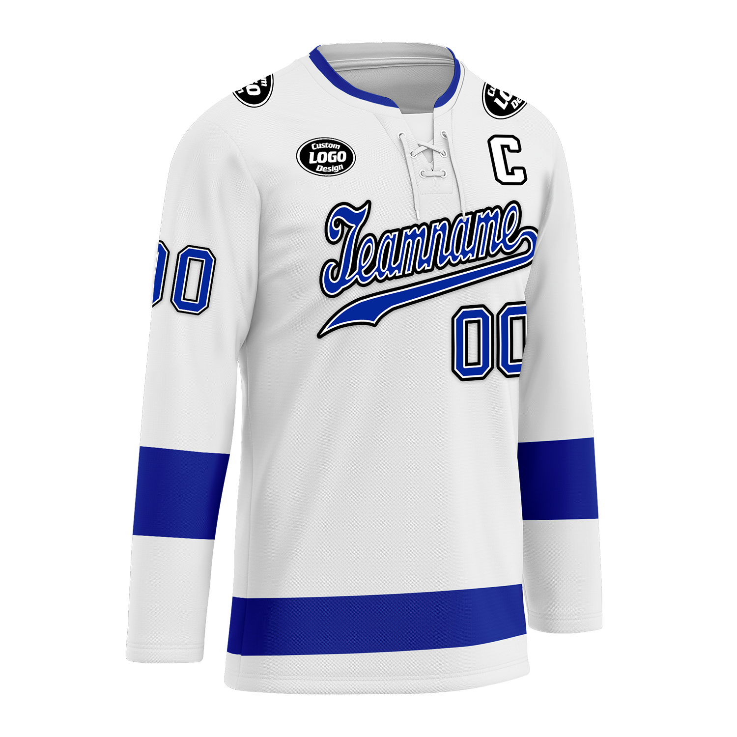 Custom White Blue Personalized Hockey Jersey HCKJ01-D0a70bb