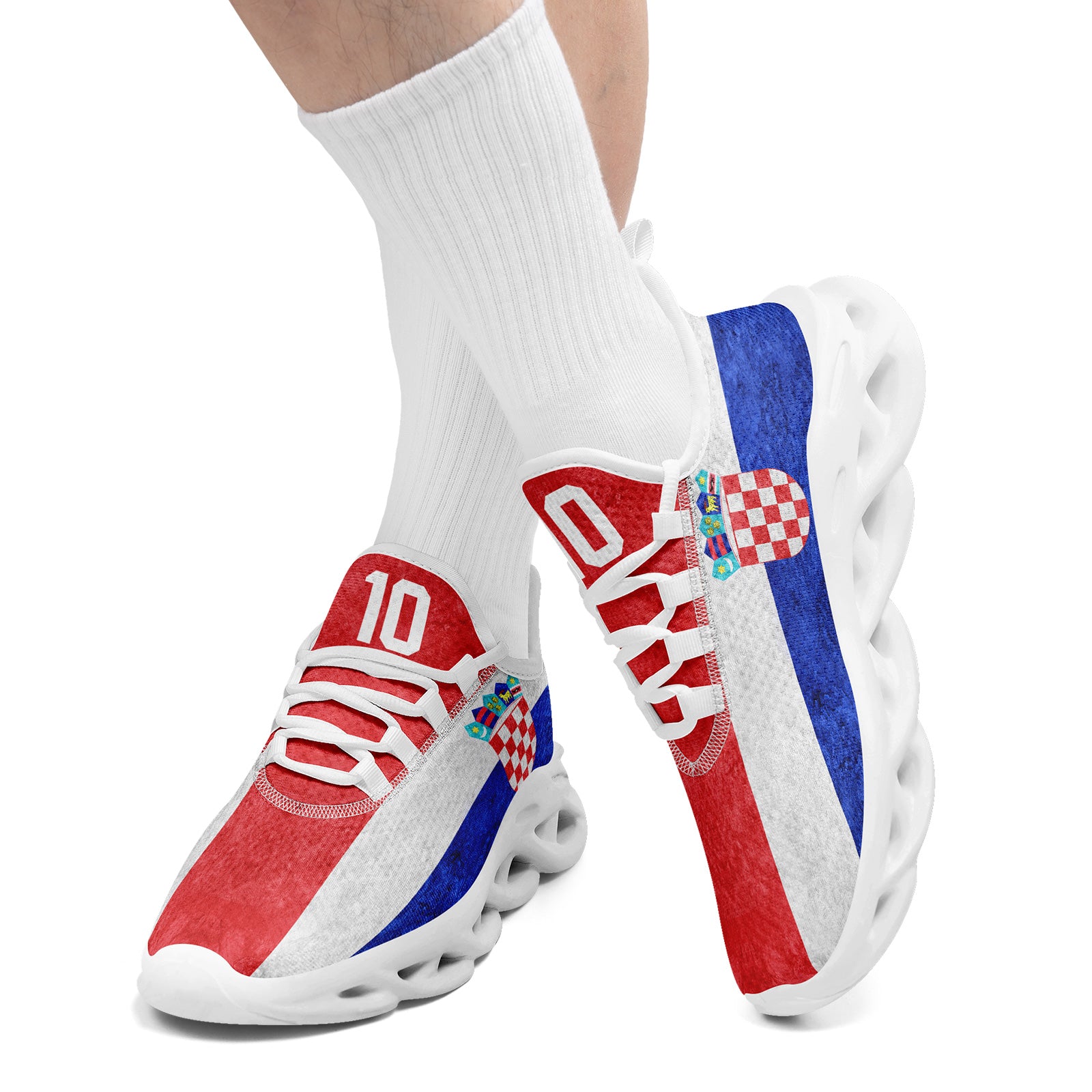 Custom Croatia 2026 World Cup Sneakers DIY Country Flag Running Shoes Lightweight Sport Shoes Gift for Football Fans Personalized Team Name and Logo FN003-F009104-2
