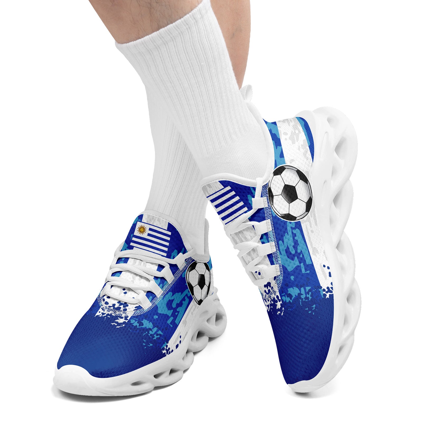 Custom Uruguay 2026 World Cup Sneakers DIY Country Flag Running Shoes Lightweight Sport Shoes Gift for Football Fans Personalized Team Name and Logo FN003-F009072-2