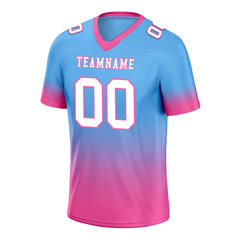 Custom Blue Pink Fade Fashion Personalized Authentic Football Jersey FBJ02-D06104