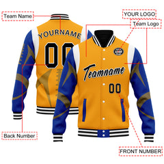 Custom Yellow Los Angeles Jacket Bomber Full-Snap Varsity Letterman Personalized Jacket FZ005-D025004-14