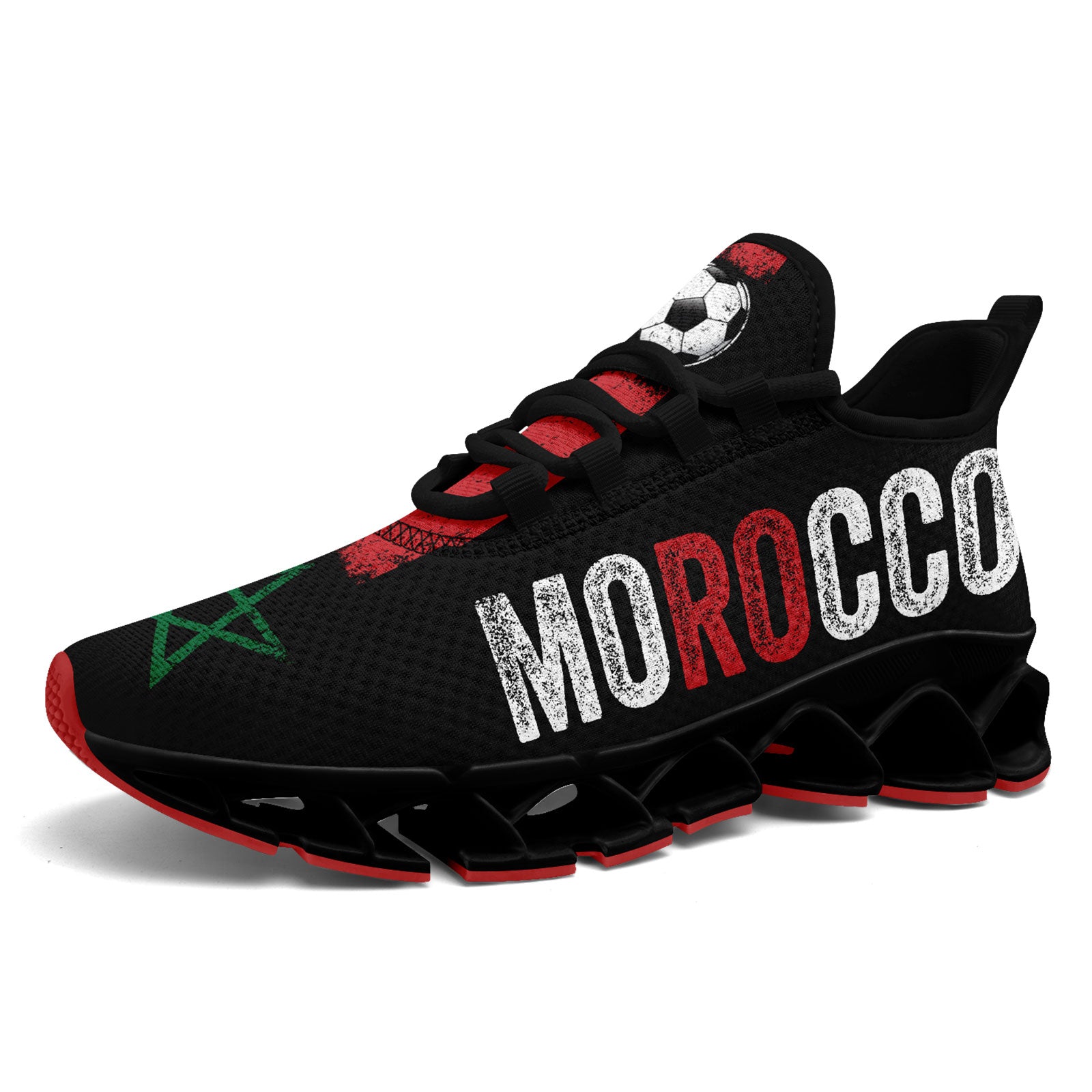 Custom Morocco 2026 World Cup Sneakers DIY Country Flag Running Shoes Lightweight Sport Shoes Gift for Football Fans Personalized Team Name and Logo FN003XD-F009086-1