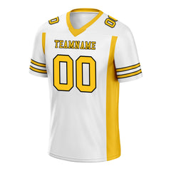 Custom White Yellow Striped Sleeves Personalized Authentic Football Jersey FBJ02-D06052