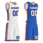 Custom White Blue Classic Style Reversible Basketball Uniform Personalized Ordinary BBJR-D017039