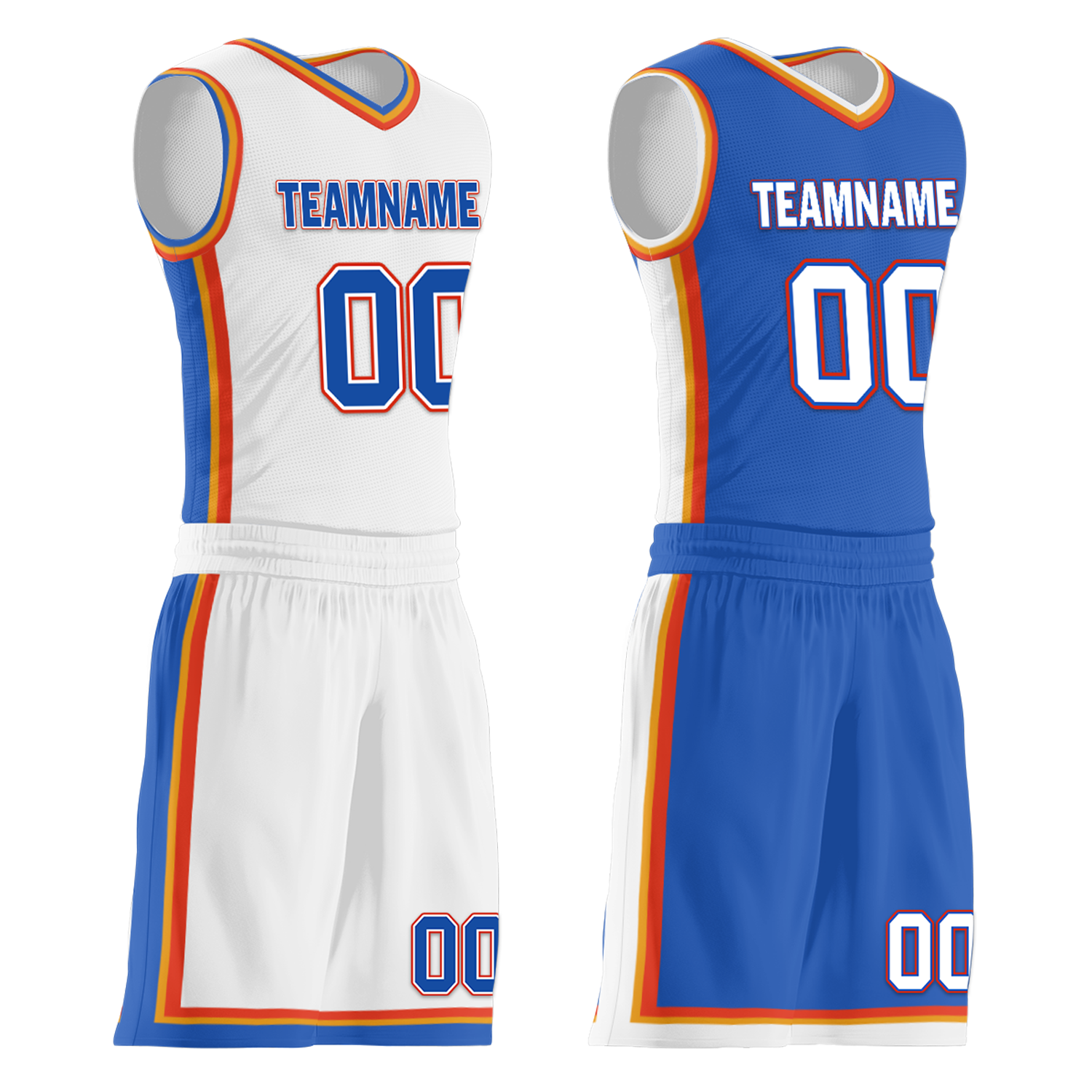 Custom White Blue Classic Style Reversible Basketball Uniform Personalized Ordinary BBJR-D017039