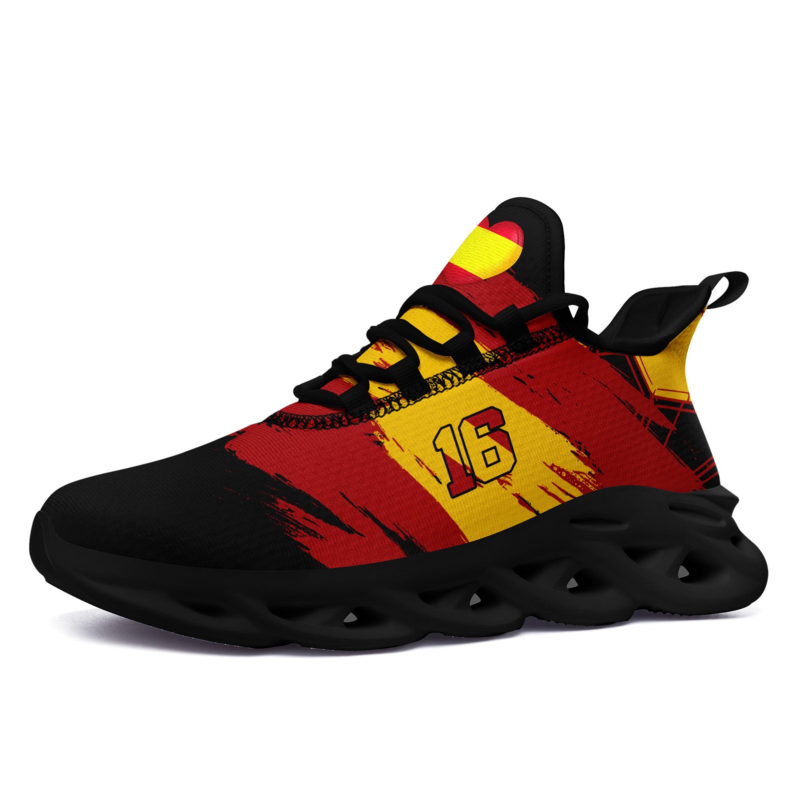 Custom 2026 World Cup Spain Sneakers DIY Country Flag Running Shoes Lightweight Sport Shoes Gift for Football Fans Personalized Team Name and Logo FN003-F023082-3