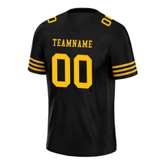 Custom Black Yellow Striped Sleeves Personalized Authentic Football Jersey FBJ02-D06040