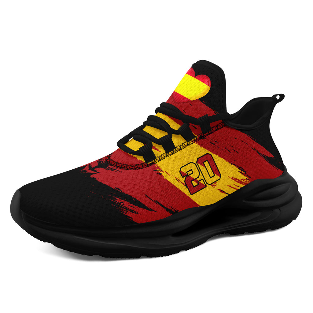 Custom 2026 World Cup Spain Sneakers DIY Country Flag Running Shoes Lightweight Sport Shoes Gift for Football Fans Personalized Team Name and Logo FN079-F023087-2