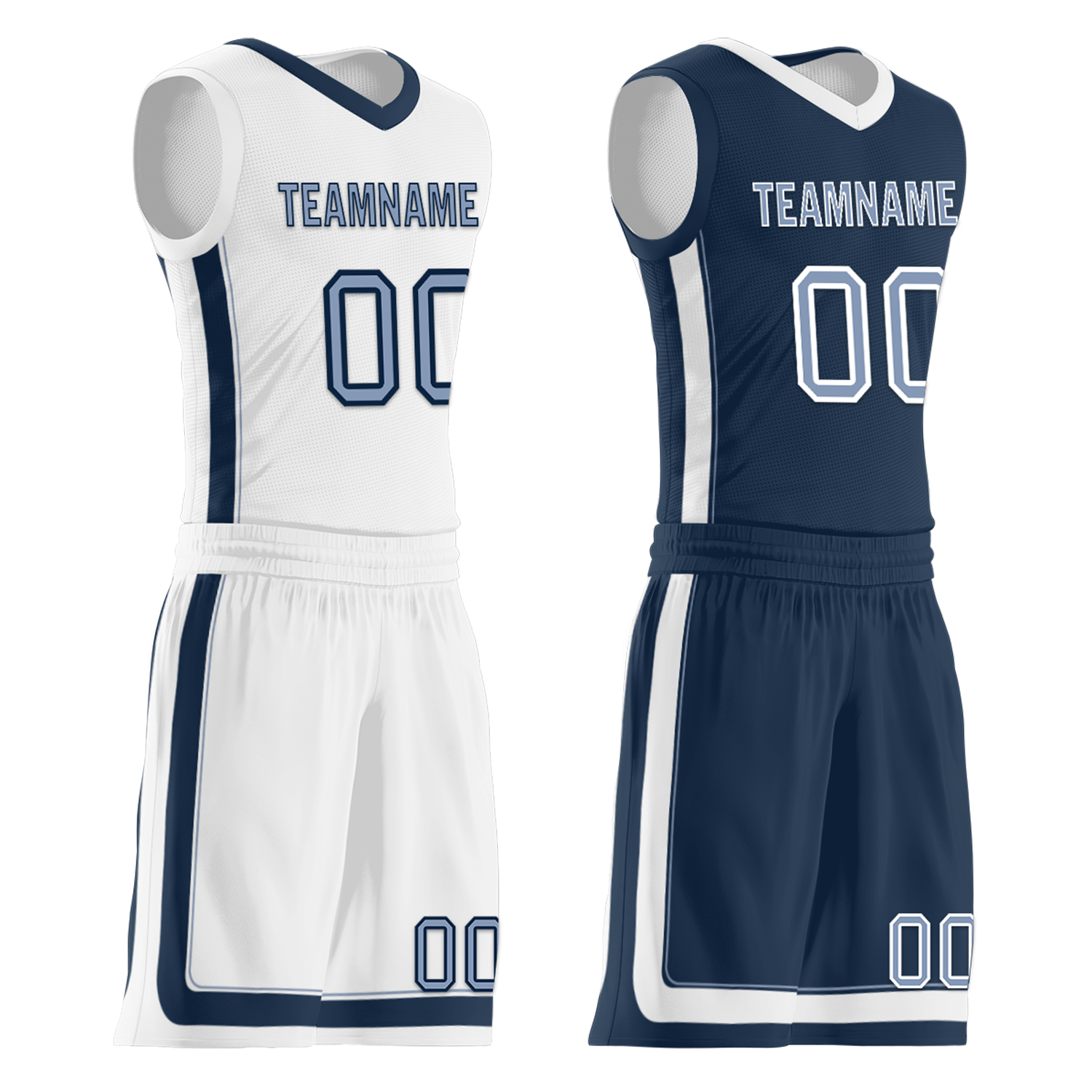 Custom White Blue Classic Style Reversible Basketball Uniform Personalized Ordinary BBJR-D017043