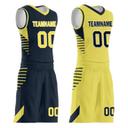 Custom Blue Yellow Classic Style Reversible Basketball Uniform Personalized Ordinary BBJR-D017059