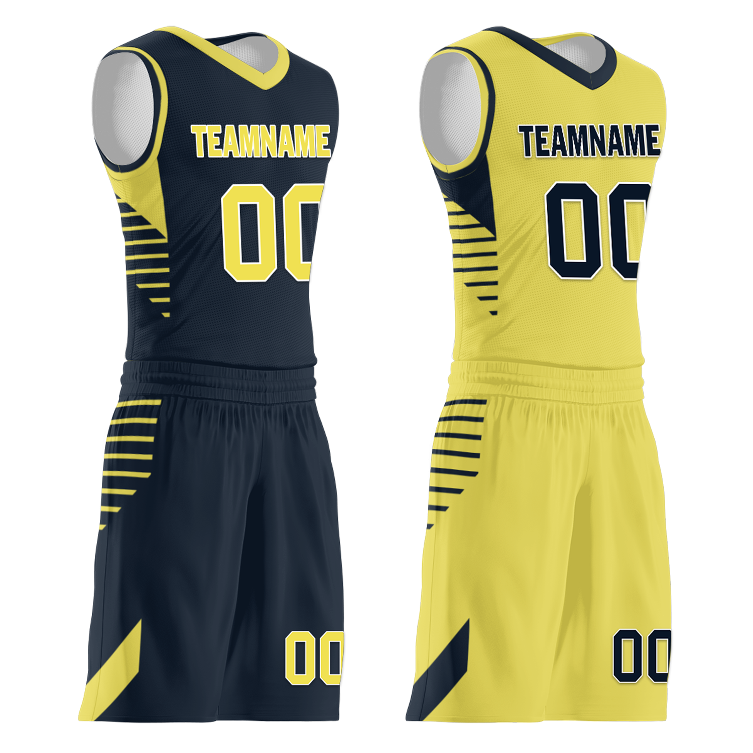 Custom Blue Yellow Classic Style Reversible Basketball Uniform Personalized Ordinary BBJR-D017059