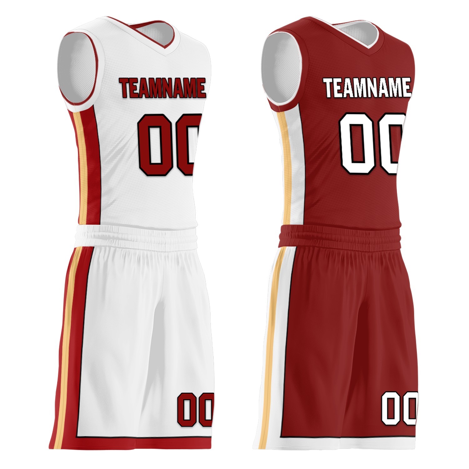 Custom White Red Classic Style Reversible Basketball Uniform Personalized Ordinary BBJR-D017017