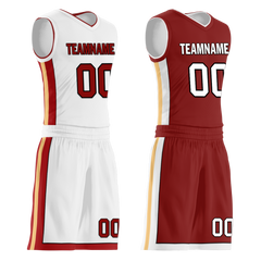 Custom White Red Classic Style Reversible Basketball Uniform Personalized Ordinary BBJR-D017017