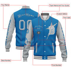 Custom Blue Gray Detroit Jacket and Sports Shoes Combo Offer Personalized Combo ZH-D020294-11