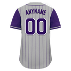Custom Gray Purple Stripe Fashion Personalized Authentic Baseball Jersey BSBJ01-D017253