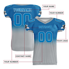 Custom Blue Gray Fade Fashion Detroit High-Performance American Football Jersey FBJ06-D020252-11