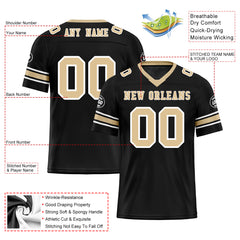 Custom Black Beige New Orleans Personalized Authentic Football Jersey FBJ02-D020256-10